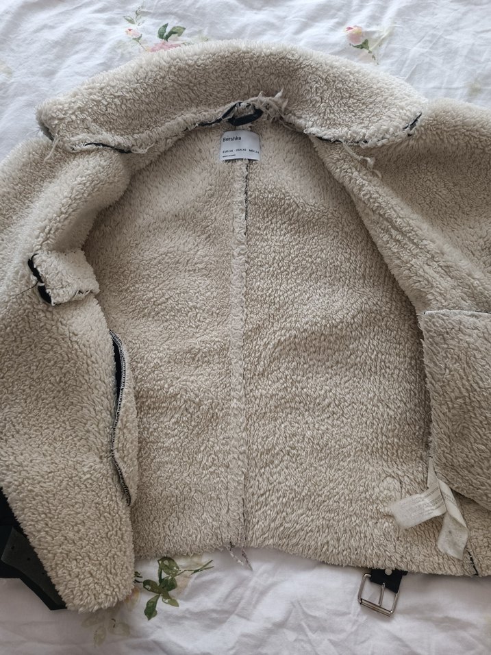 Kürk Detaylı Siyah Deri Biker Ceket - Görsel 2