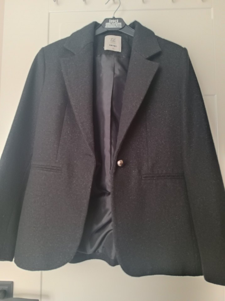 Gri Yün Kadın Ofis Blazeri - Görsel 3