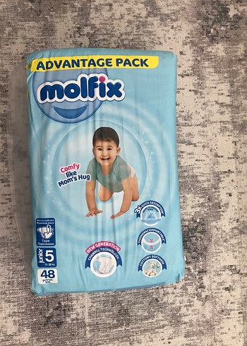 5 Beden: 11-25 kg Beden Molfix Bebek Bezi No:5 48 Adet Fırsat Paketi