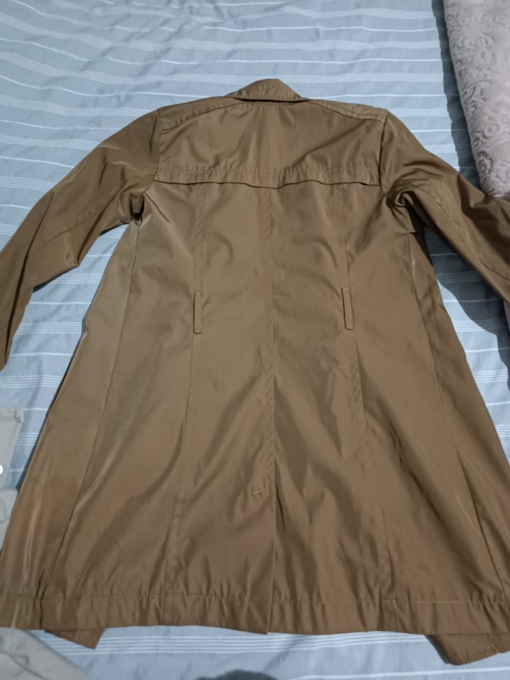 Bej Uzun Kadın Trençkot Düğmeli - Görsel 2