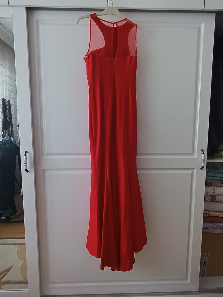 Diger Kırmızı Uzun Abiye Elbise - Görsel 2