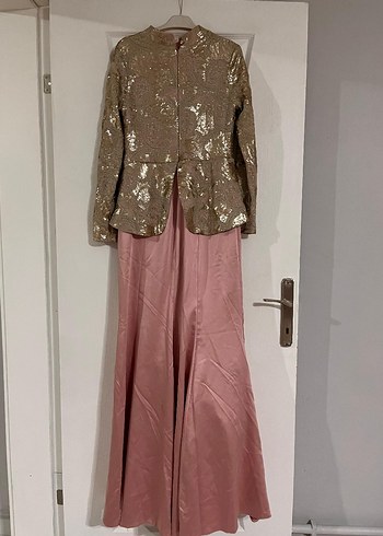 Pembe Straplez Uzun Abiye Elbise - Görsel 2