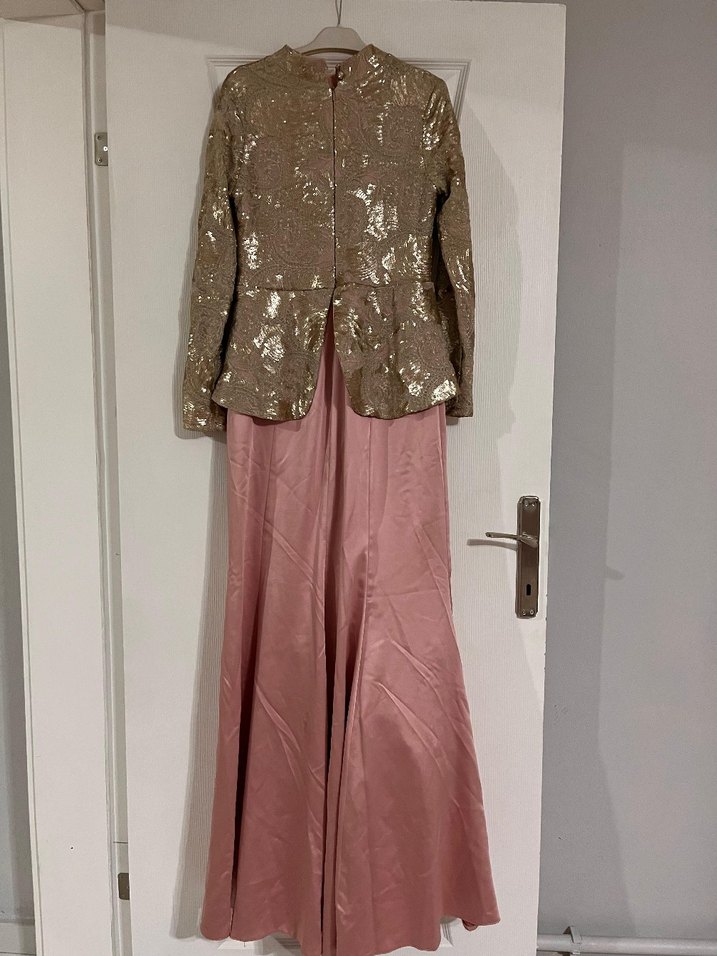 Pembe Straplez Uzun Abiye Elbise - Görsel 2