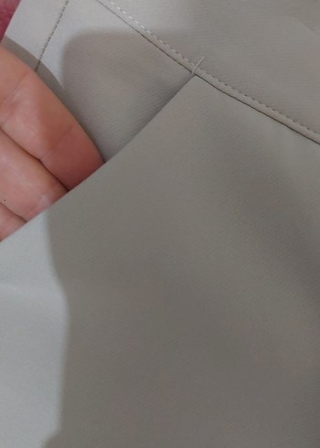 44 Beden Düğmeli Bej Kumaş Pantolon