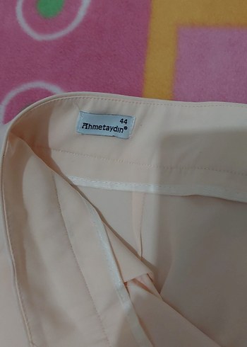 Düğmeli Pembe Midi Kumaş Kadın Pantolon