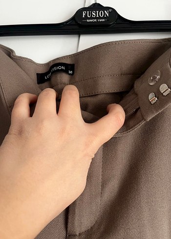 Bej Kadın Keten Kumaş Pantolon - Görsel 2