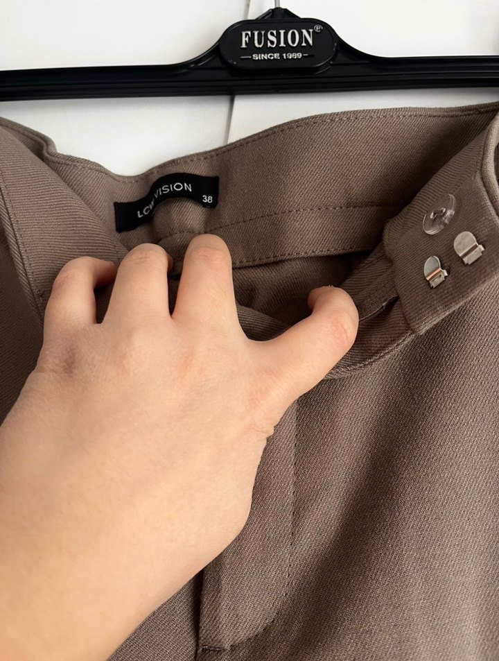 Bej Kadın Keten Kumaş Pantolon - Görsel 2