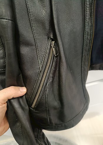 Siyah Erkek Deri Biker Ceket - Görsel 8