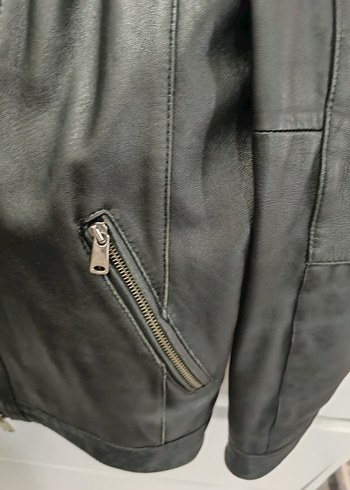 Siyah Erkek Deri Biker Ceket - Görsel 4