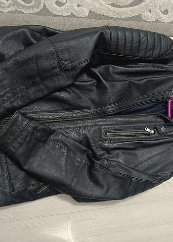 Siyah Erkek Deri Biker Ceket - Görsel 10