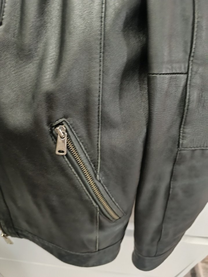 Siyah Erkek Deri Biker Ceket - Görsel 4