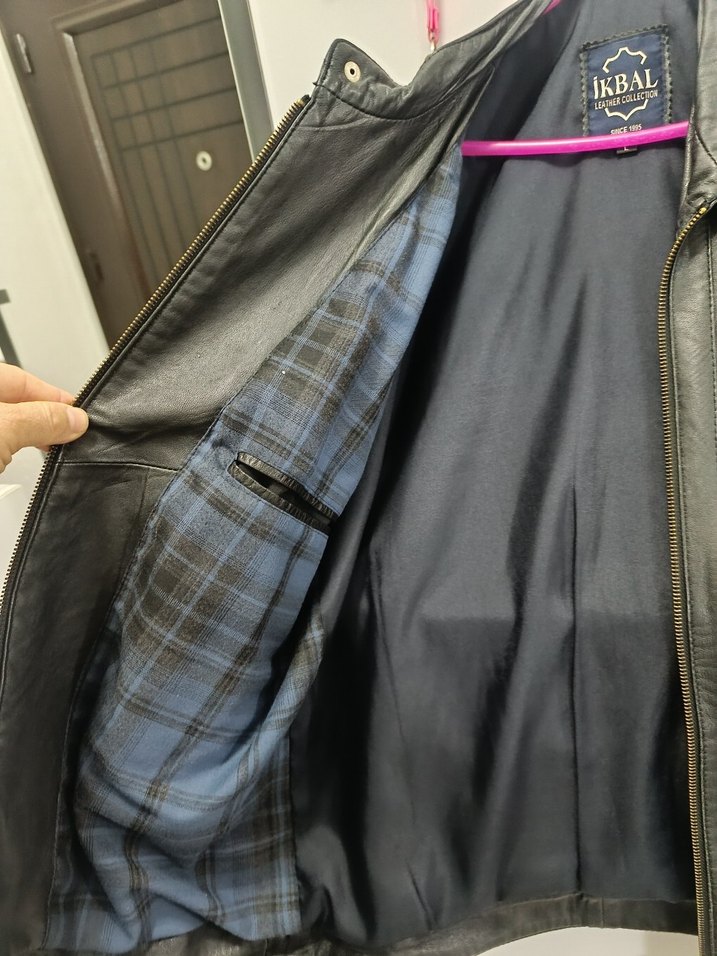 Siyah Erkek Deri Biker Ceket - Görsel 5