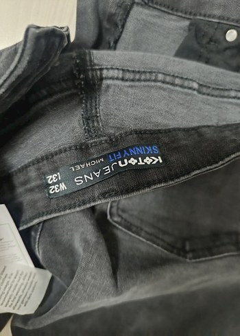 Gri Bol Kesim Kot Pantolon sıfır etiketli - Görsel 2