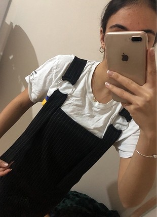 Pull and Bear Hafif çizgili elbise