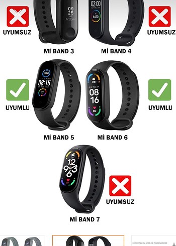Mi Band 5 Mi Band 6 Uyumlu 7 tane Akıllı Bileklik Kayışı