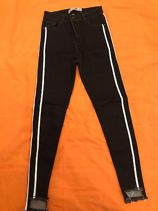 Beyaz şeritli skinny kot pantolon 