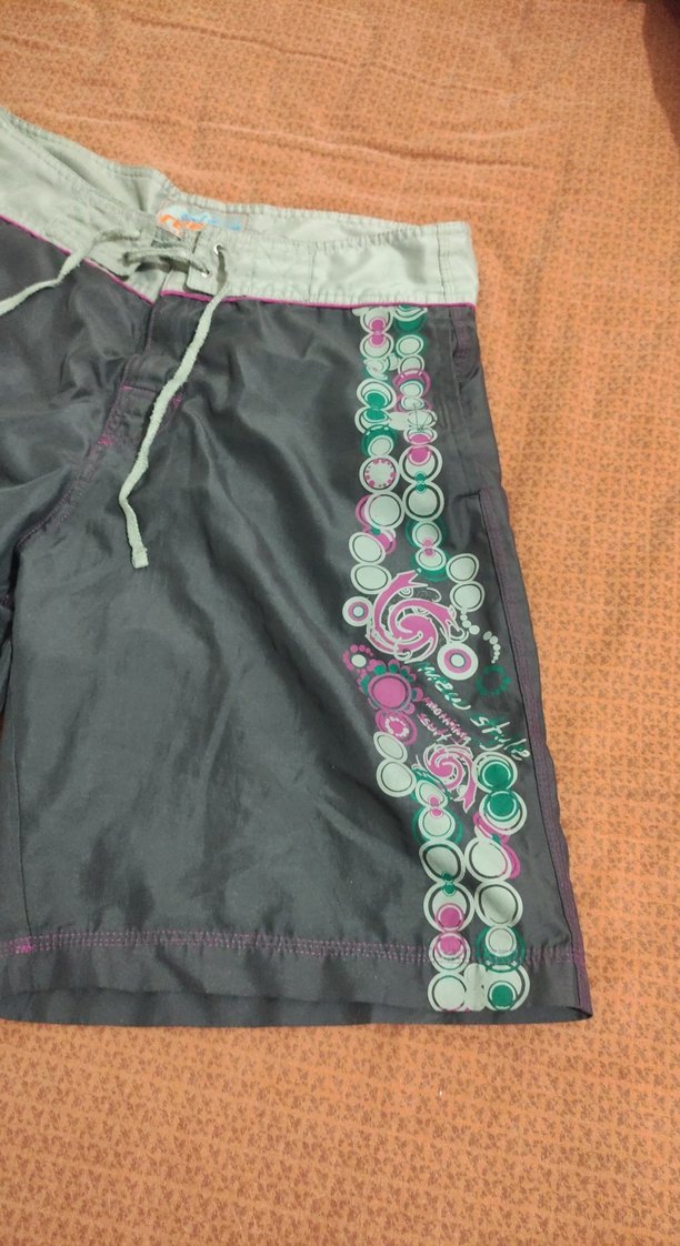 Bohem Gri Bağcıklı Mini Şort - Görsel 3