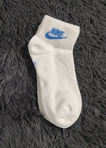 Nike Uclu Nike Beyaz Mavi Logo Corap