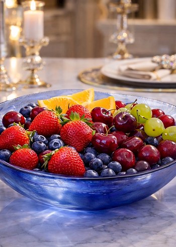 Mavi Tie-Dye Desenli Paşabahçe sunum tabağı. - Görsel 3