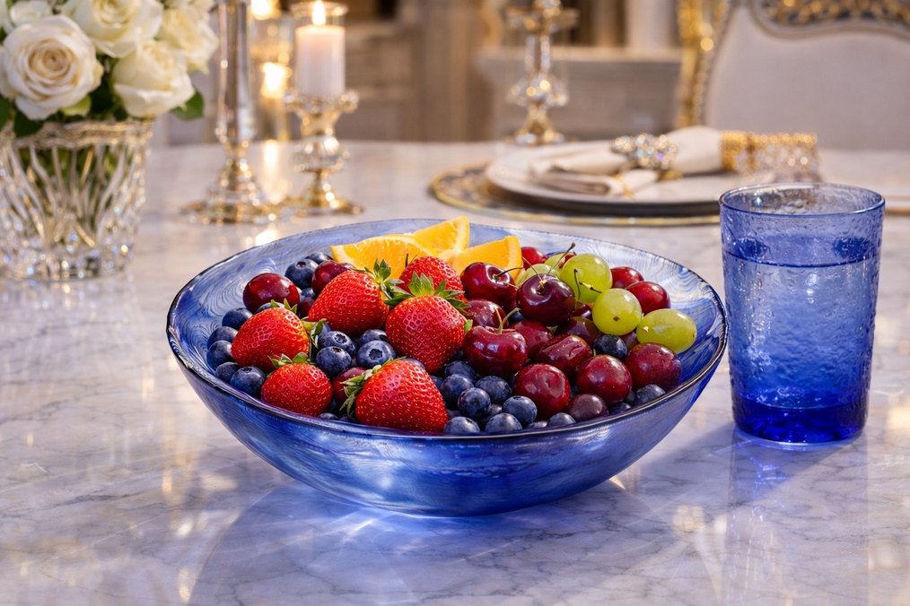 Mavi Tie-Dye Desenli Paşabahçe sunum tabağı. - Görsel 3