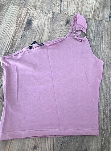 Pembe tek omuz bluz