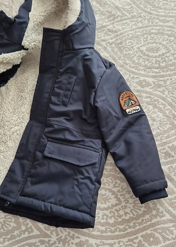 24-36 Ay Beden lacivert Renk Erkek Çocuk Gri Kürklü Streetwear Ceket