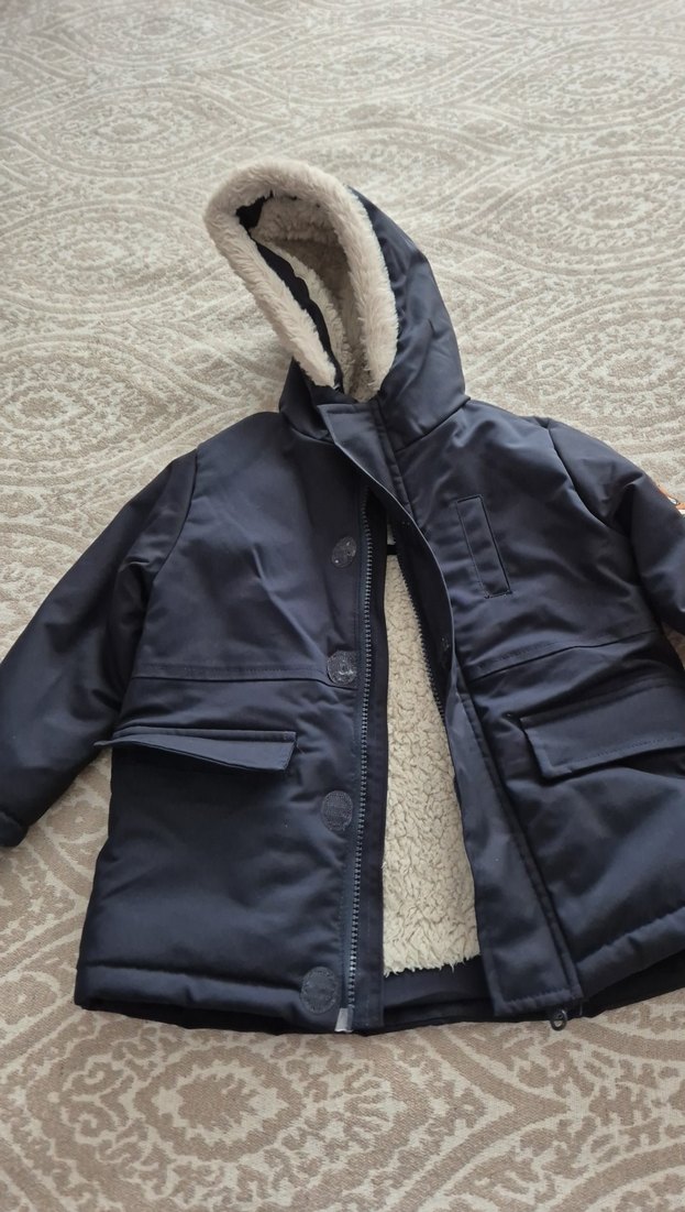 Erkek Çocuk Gri Kürklü Streetwear Ceket - Görsel 2