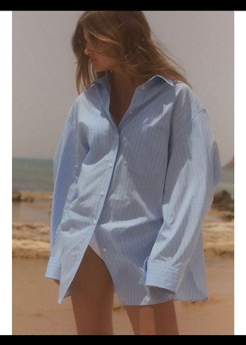 s Beden mavi Renk Zara Orijinal Oversize Gömlek