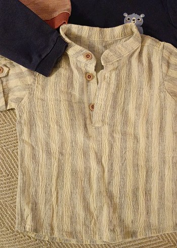 Erkek bebek 2 sweat 1 adet pamuklu gömlek - Görsel 2