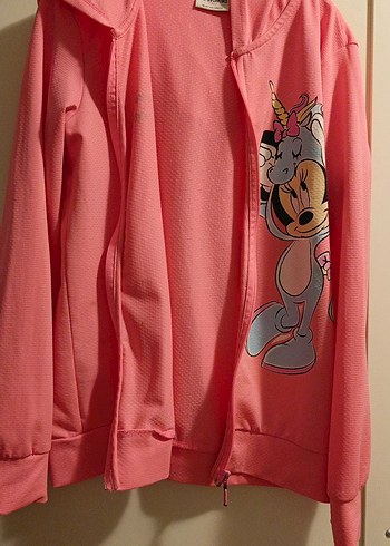 Kız Çocuk Kapüşonlu Fermuarlı Pembe Sweatshirt