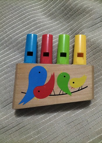 Renkli Kuş Figürlü Ahşap Müzikli Oyuncak - Görsel 2