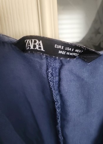 Düğmeli Mavi Keten salopet - Görsel 3