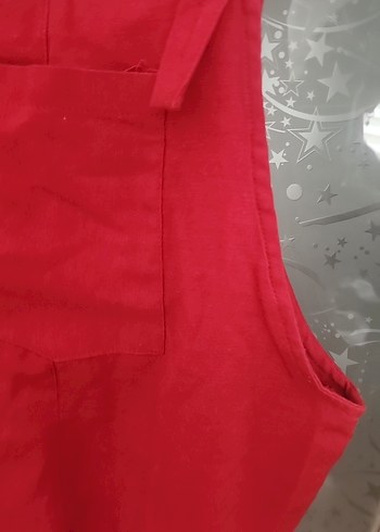 Kırmızı Kadın Mini Askılı Şort Tulum - Görsel 5