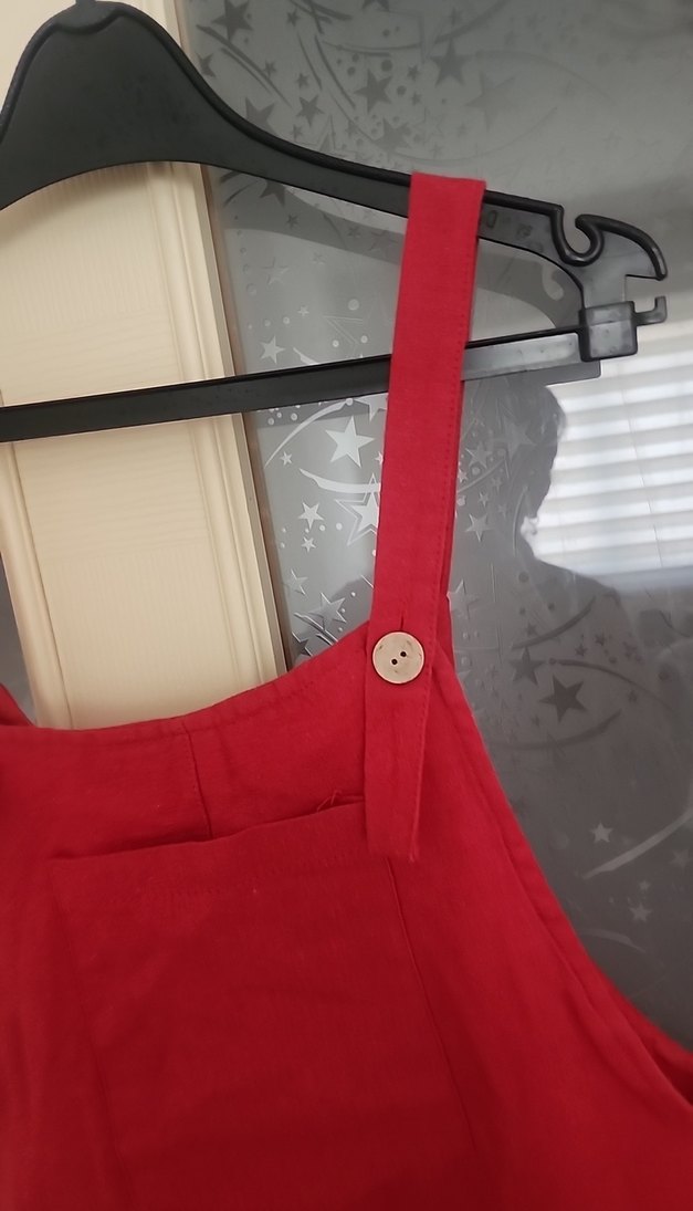 Kırmızı Kadın Mini Askılı Şort Tulum - Görsel 4