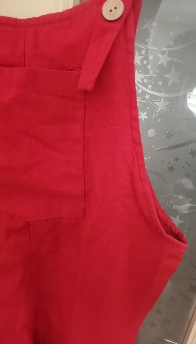 Kırmızı Kadın Mini Askılı Şort Tulum - Görsel 5