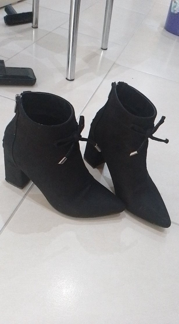 Siyah Süet Tokalı Blok Topuklu Kadın Bot - Görsel 2