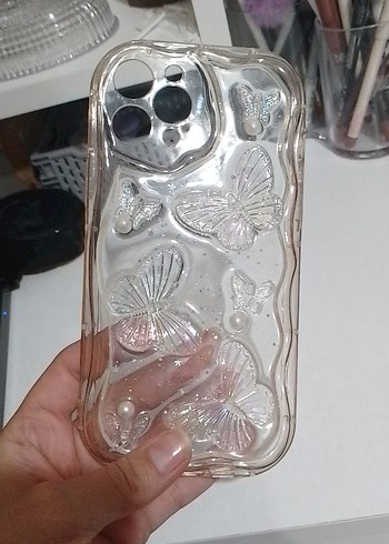 Şeffaf Beyaz Kelebekli Telefon Kılıfı - Görsel 2