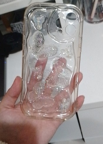 Şeffaf Beyaz Kelebekli Telefon Kılıfı - Görsel 3