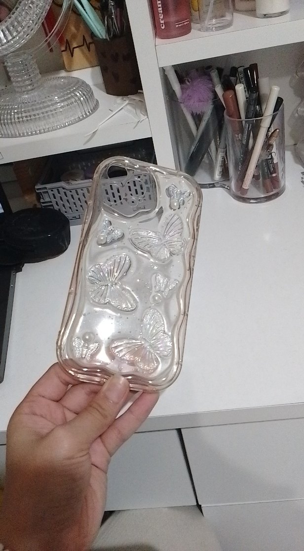 Şeffaf Beyaz Kelebekli Telefon Kılıfı - Görsel 5