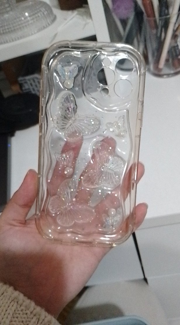 Şeffaf Beyaz Kelebekli Telefon Kılıfı - Görsel 3