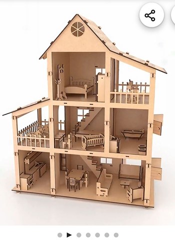 Bej Ahşap Oyuncak Ev - Görsel 2