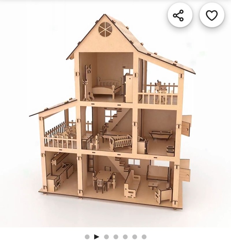 Bej Ahşap Oyuncak Ev - Görsel 2