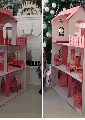 ham ahşap Barbie evi - Görsel 2