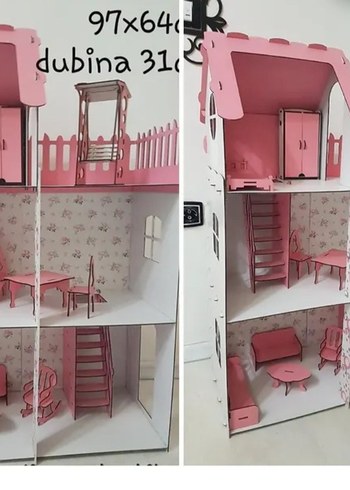 ham ahşap Barbie evi - Görsel 3