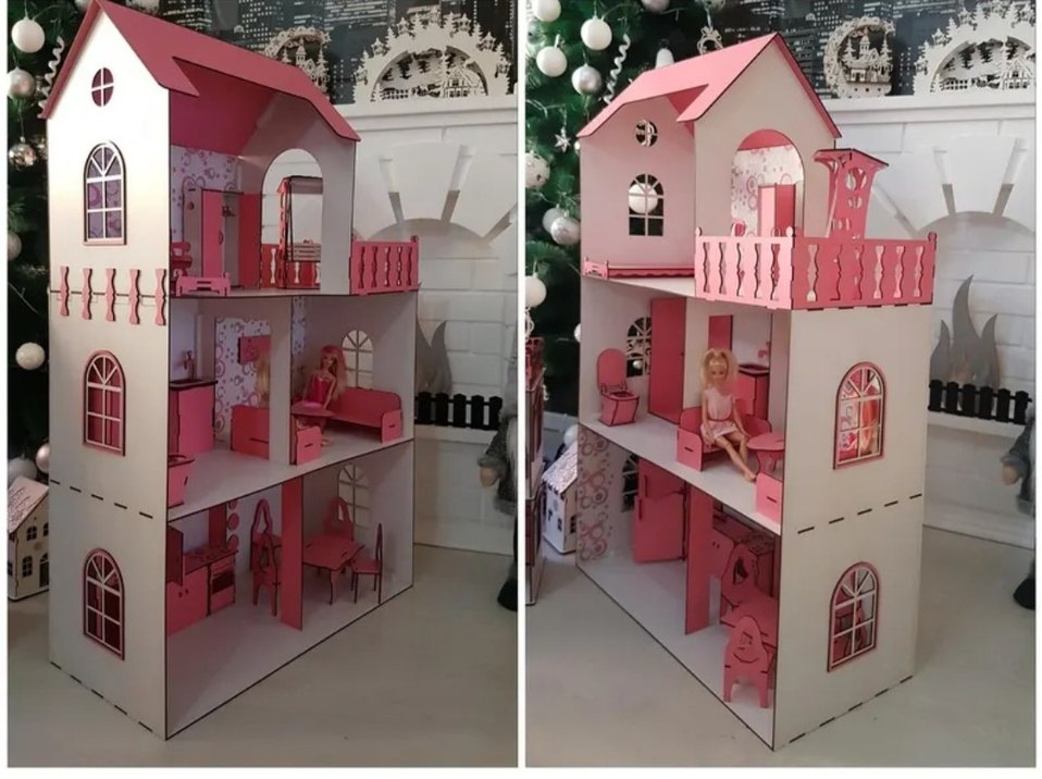 ham ahşap Barbie evi - Görsel 2