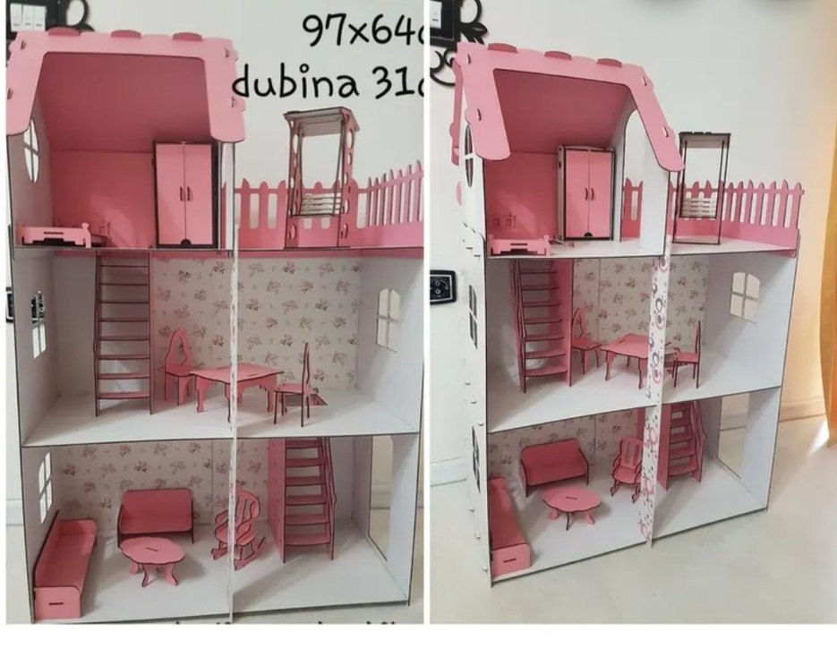 ham ahşap Barbie evi - Görsel 3
