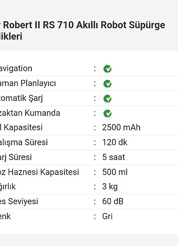 FAKİR ROBERT II RS 710 AKILLI ROBOT SÜPÜRGE