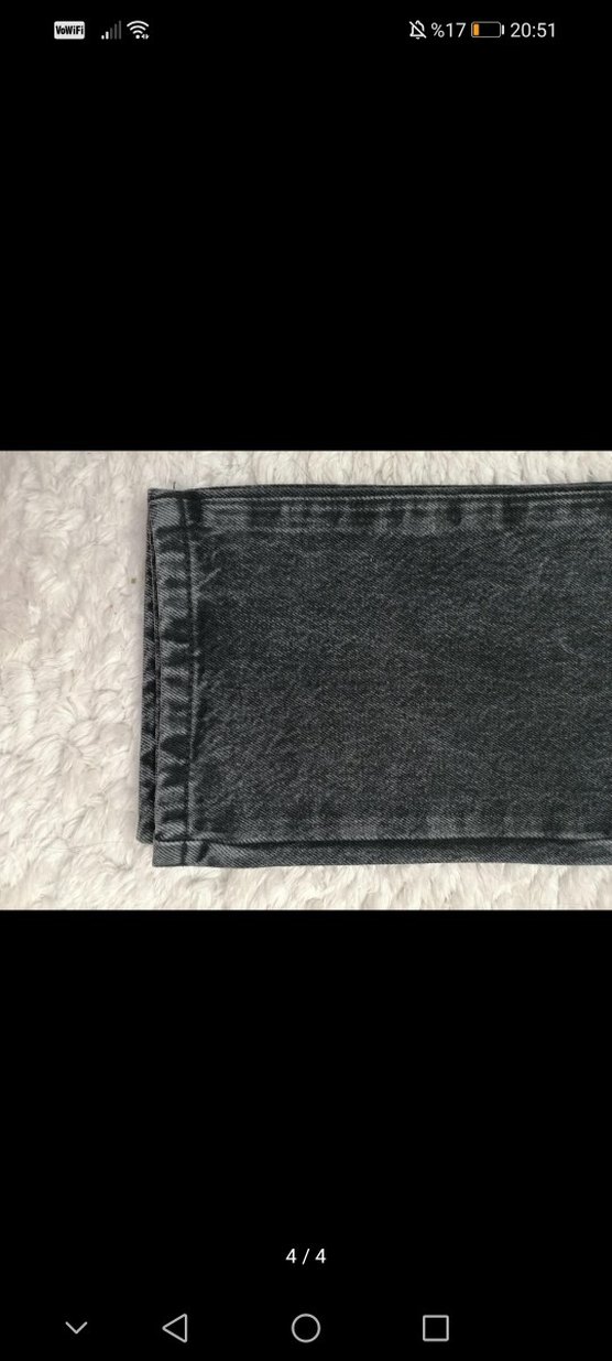 Gri Siyah Kemerli Bol Kesim Midi Kadın Kot Pantolon - Görsel 3