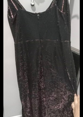 Kadın Siyah Uzun Drapeli V Yaka Elbise - Görsel 4