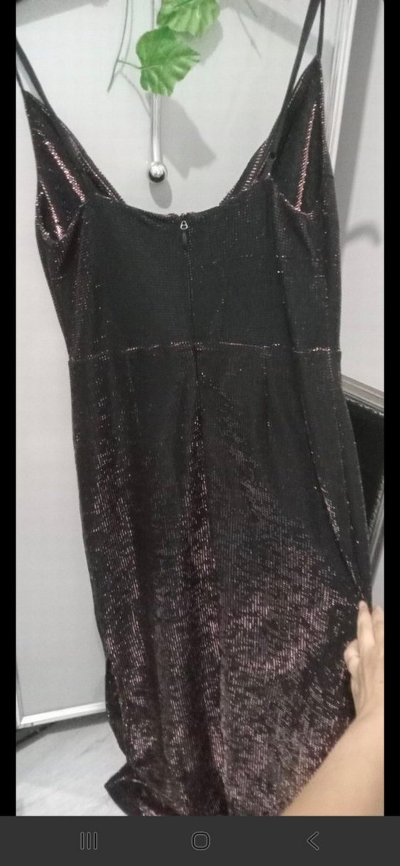 Kadın Siyah Uzun Drapeli V Yaka Elbise - Görsel 4